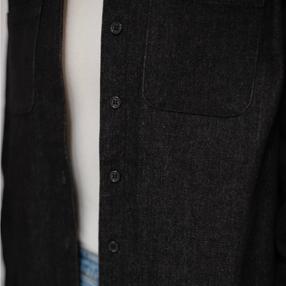 Black Denim Long Sleeve Button Down - Picture 3 of 4